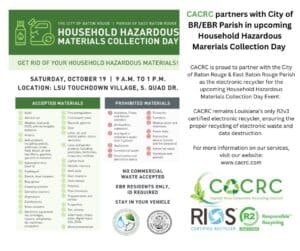 Read more about the article CACRC Partners with City of Baton Rouge & EBR Parish for Household Hazardous Materials Collection Day